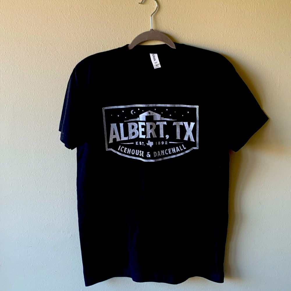 Tultex, Albert, Texas, Icehouse and Dance Hall Black t-shirt, size Medium men
